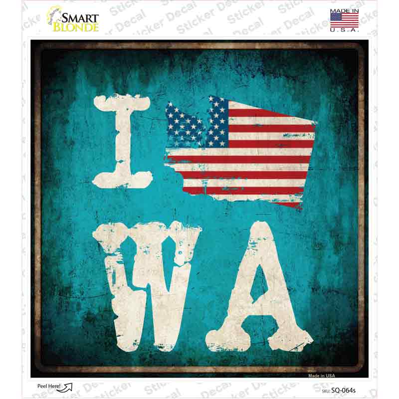 I Love Washington Novelty Square Sticker Decal Small