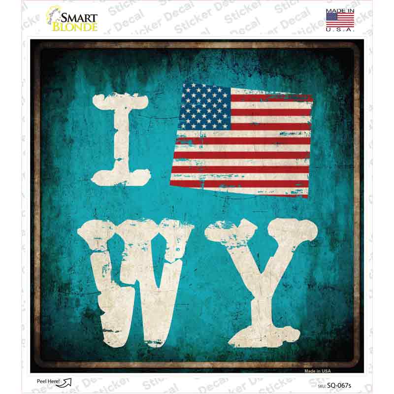 I Love Wyoming Novelty Square Sticker Decal Small