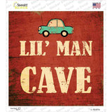 Lil Man Cave Novelty Square Sticker Decal Small