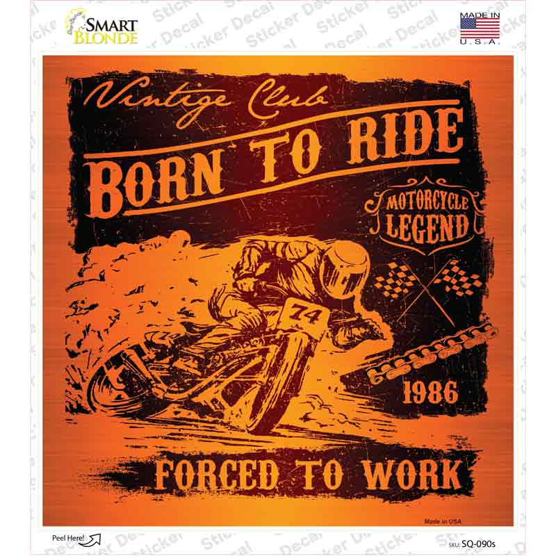 Born To Ride Novelty Square Sticker Decal Small