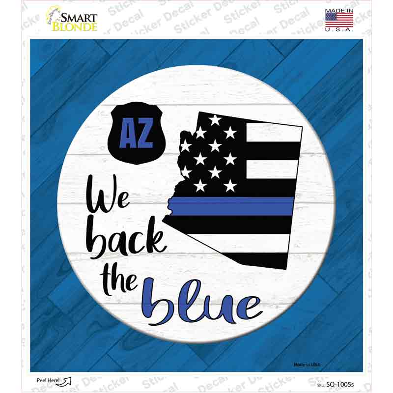 Arizona Back The Blue Novelty Square Sticker Decal Small