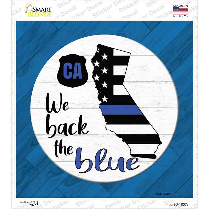 California Back The Blue Novelty Square Sticker Decal Small