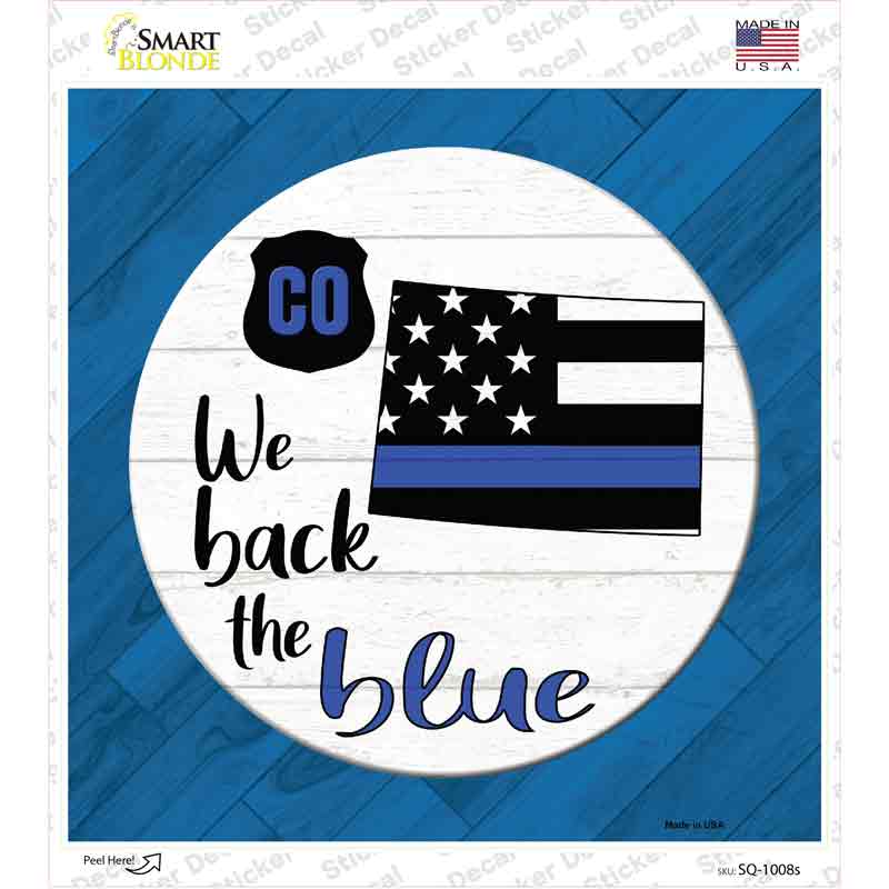 Colorado Back The Blue Novelty Square Sticker Decal Small