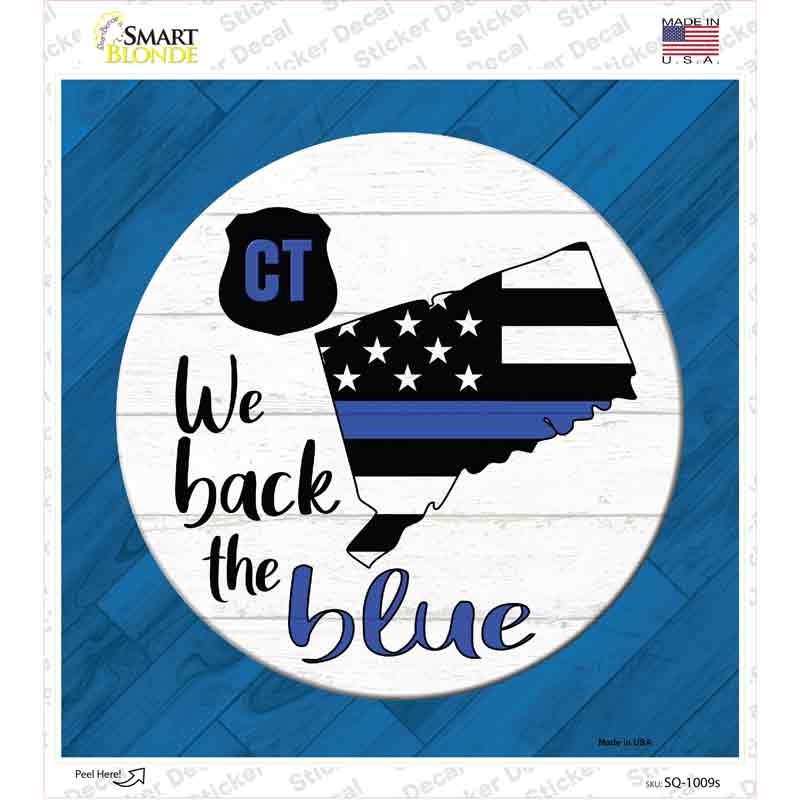 Connecticut Back The Blue Novelty Square Sticker Decal Small