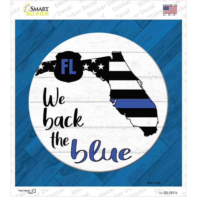 Florida Back The Blue Novelty Square Sticker Decal Small