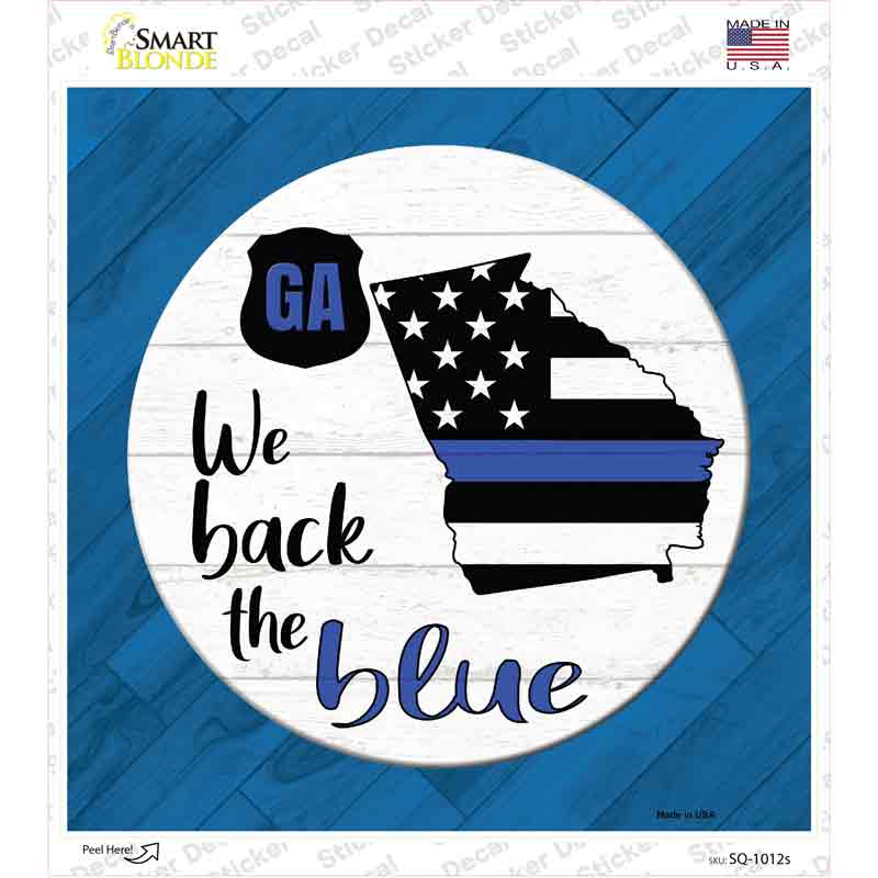 Georgia Back The Blue Novelty Square Sticker Decal Small