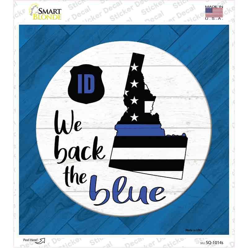 Idaho Back The Blue Novelty Square Sticker Decal Small