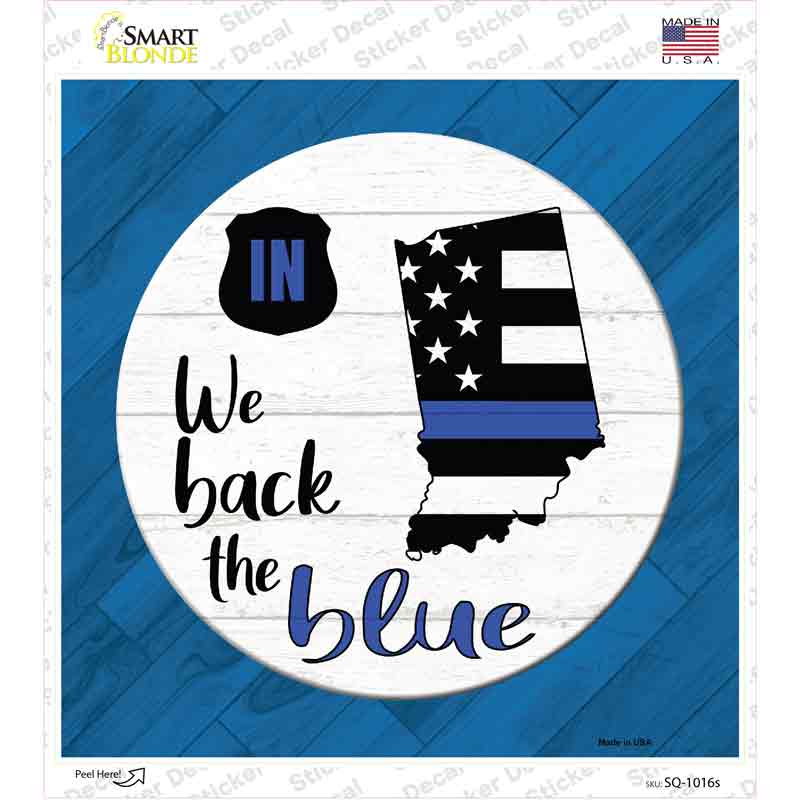 Indiana Back The Blue Novelty Square Sticker Decal Small