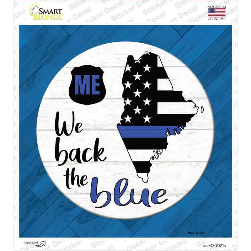 Maine Back The Blue Novelty Square Sticker Decal Small