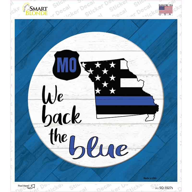 Missouri Back The Blue Novelty Square Sticker Decal Small