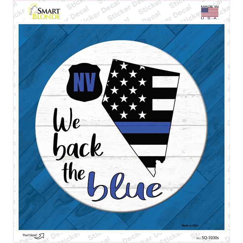 Nevada Back The Blue Novelty Square Sticker Decal Small