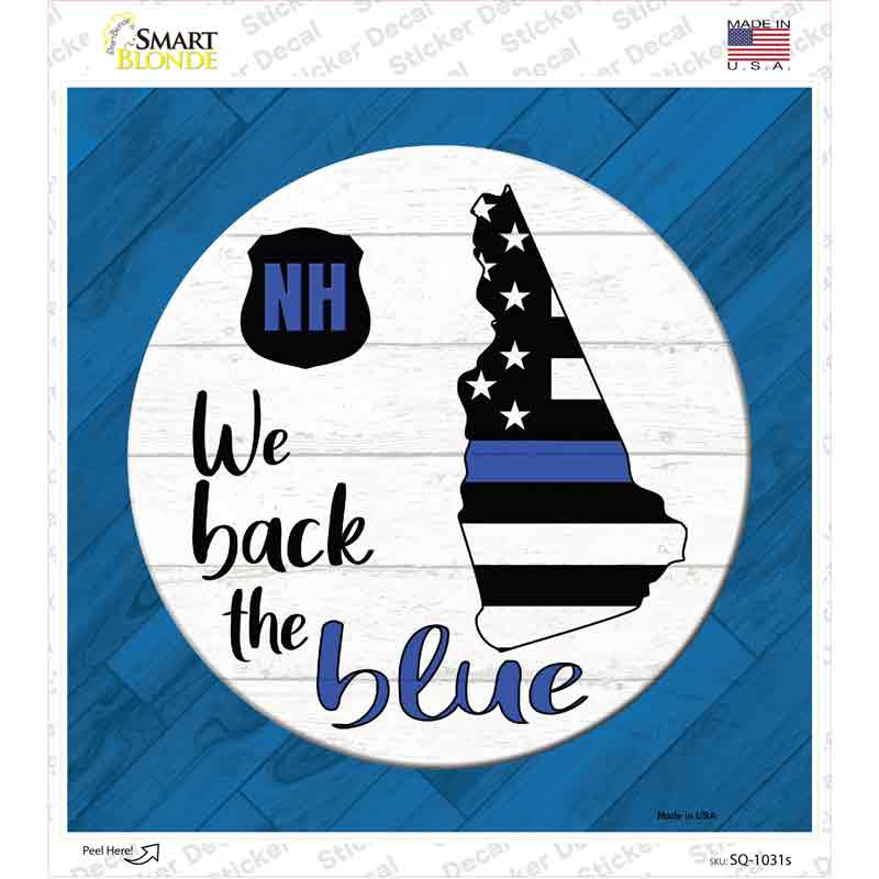 New Hampshire Back The Blue Novelty Square Sticker Decal Small