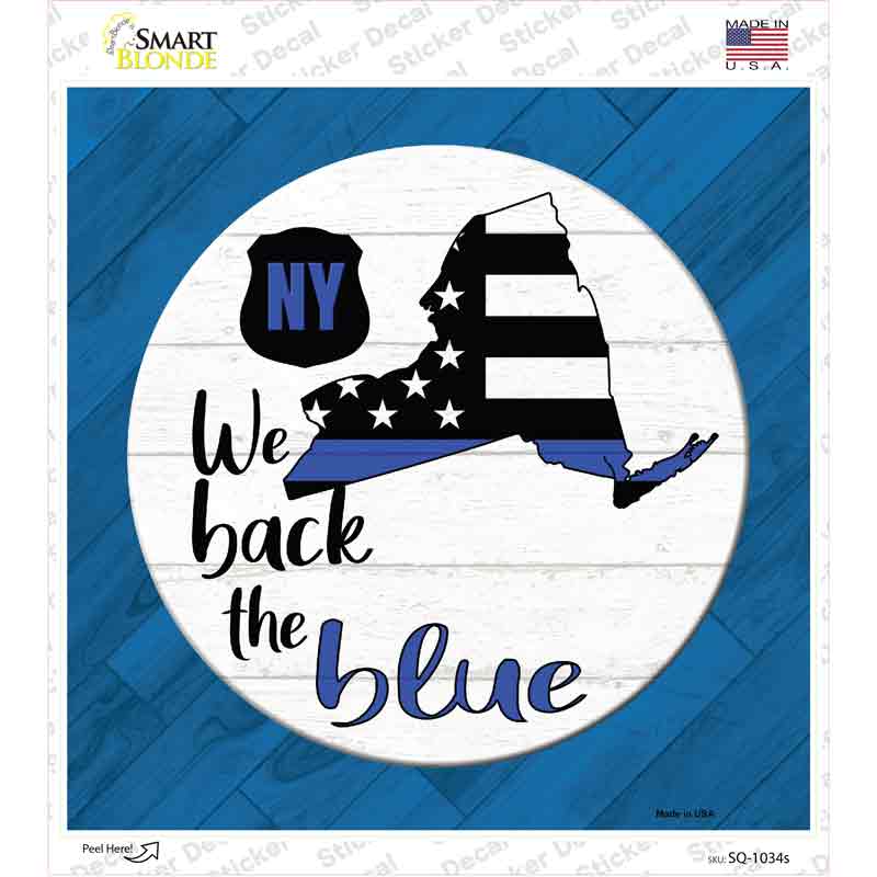 New York Back The Blue Novelty Square Sticker Decal Small