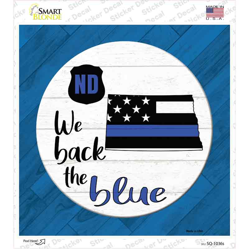 North Dakota Back The Blue Novelty Square Sticker Decal Small