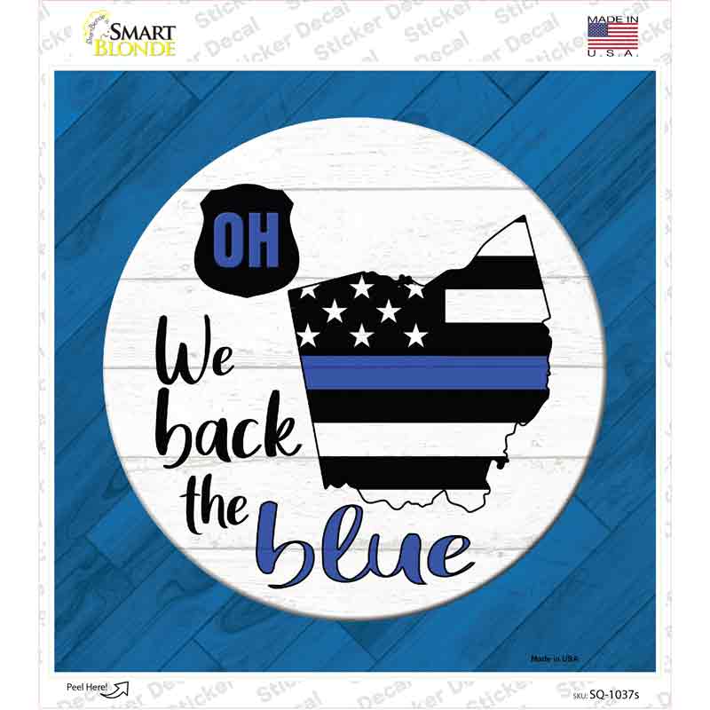 Ohio Back The Blue Novelty Square Sticker Decal Small