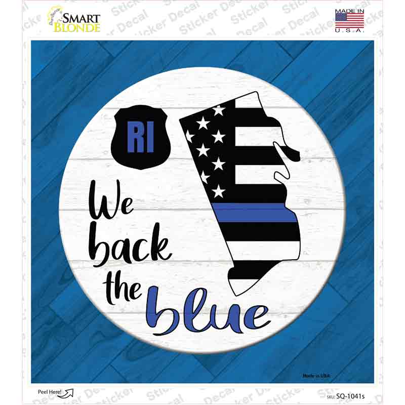 Rhode Island Back The Blue Novelty Square Sticker Decal Small