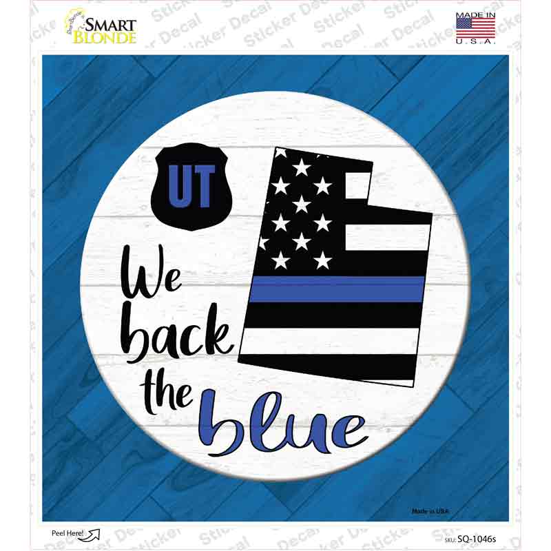 Utah Back The Blue Novelty Square Sticker Decal Small