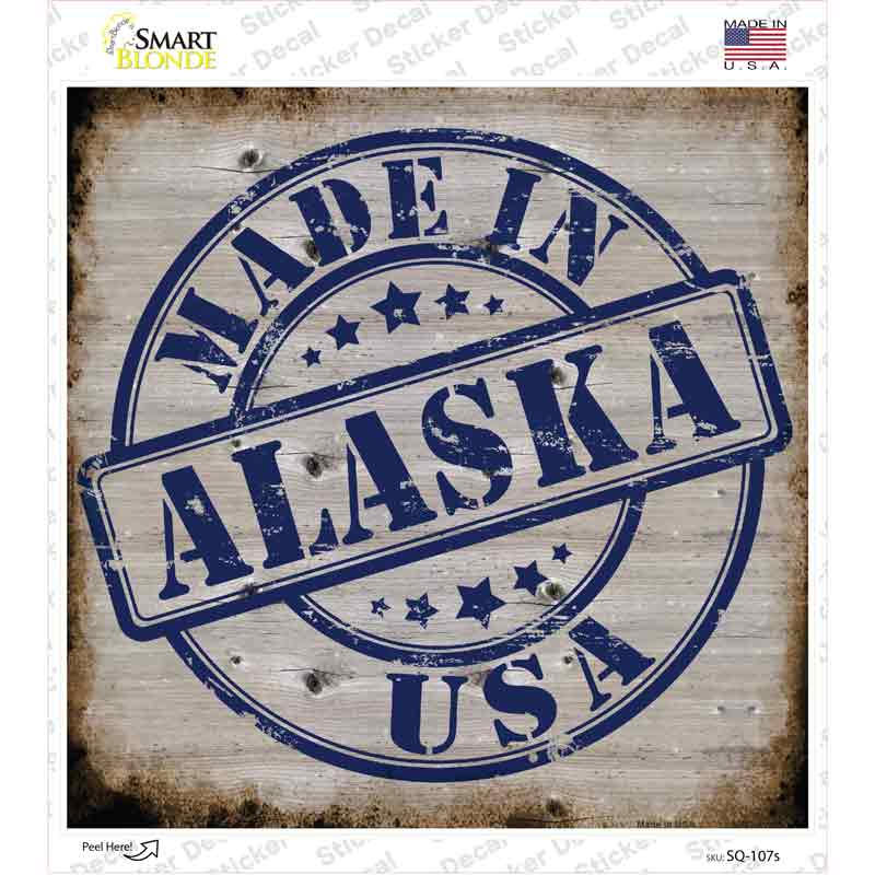 Alaska Stamp On Wood Novelty Square Sticker Decal Small