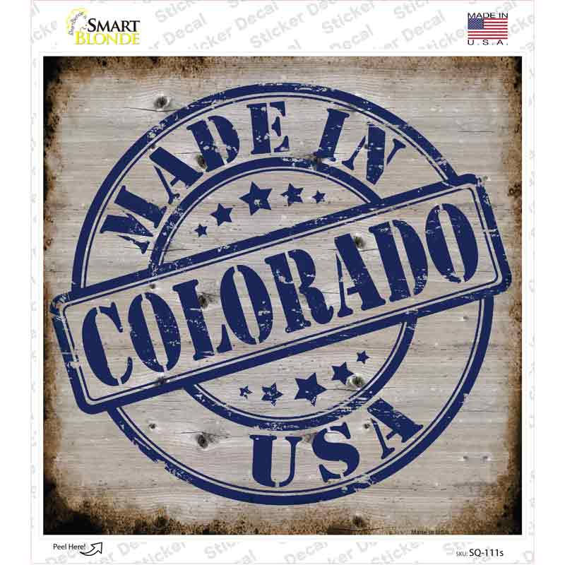 Colorado Stamp On Wood Novelty Square Sticker Decal Small