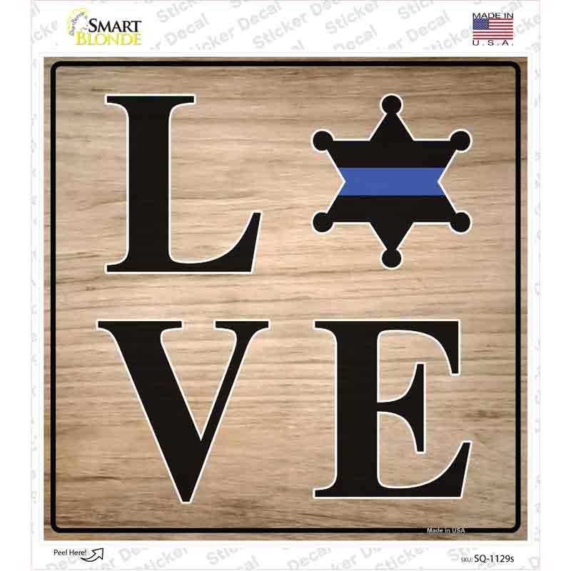 Love Sheriff Badge Novelty Square Sticker Decal Small