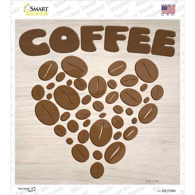 Love Coffee Novelty Square Sticker Decal Small