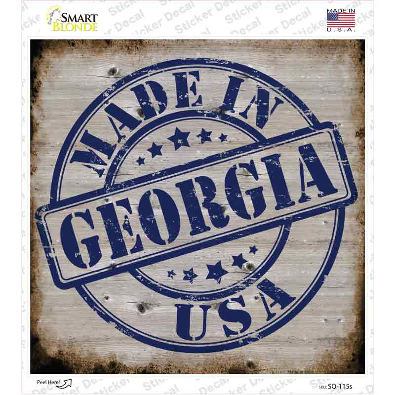Georgia Stamp On Wood Novelty Square Sticker Decal