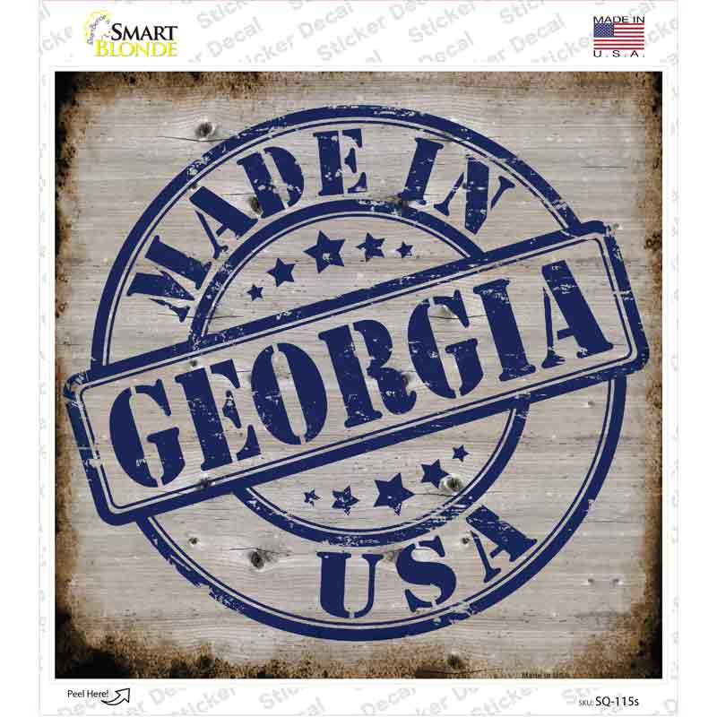 Georgia Stamp On Wood Novelty Square Sticker Decal Small