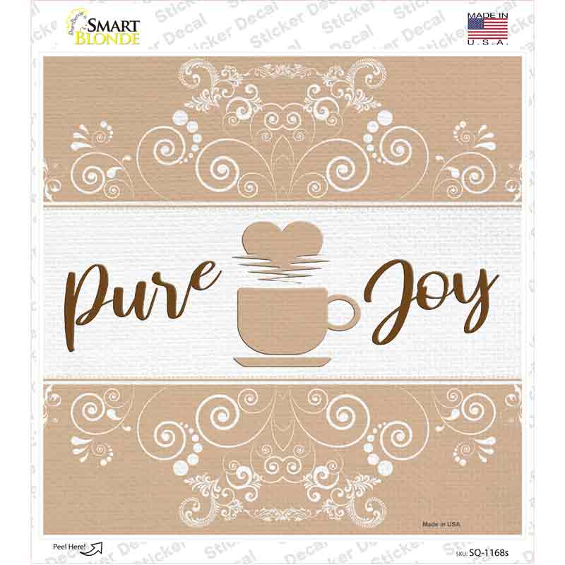 Coffee Pure Joy Novelty Square Sticker Decal Small