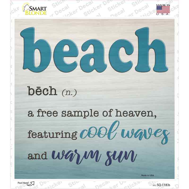 Beach Novelty Square Sticker Decal Small