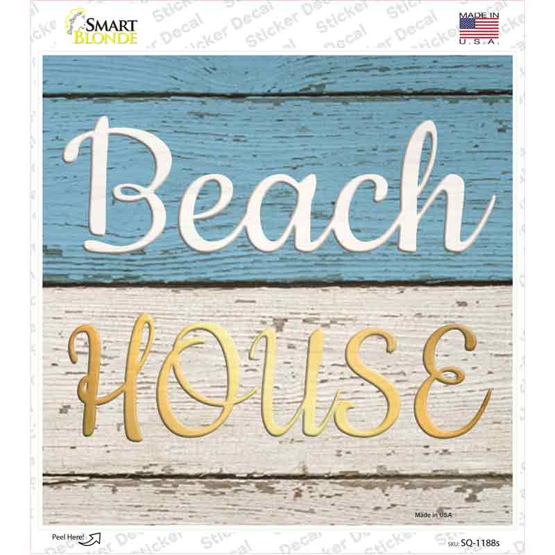 Beach House Novelty Square Sticker Decal Small