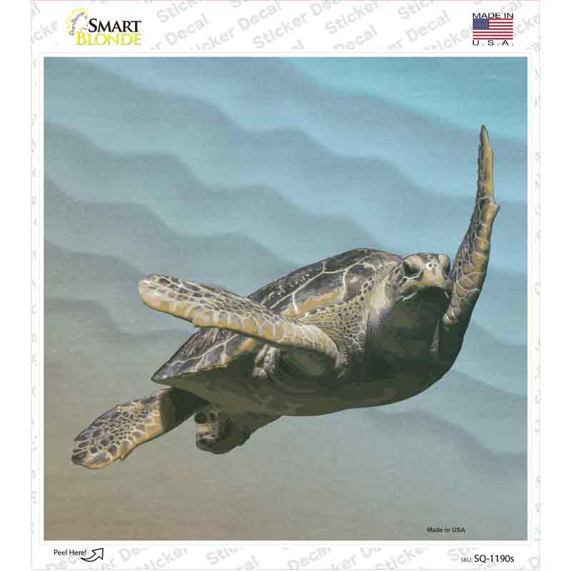 Sea turtle Picture Novelty Square Sticker Decal Small