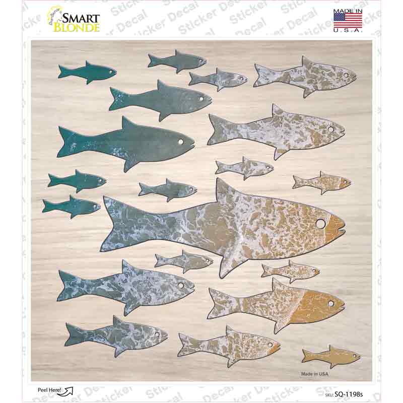 School of Fish Novelty Square Sticker Decal Small