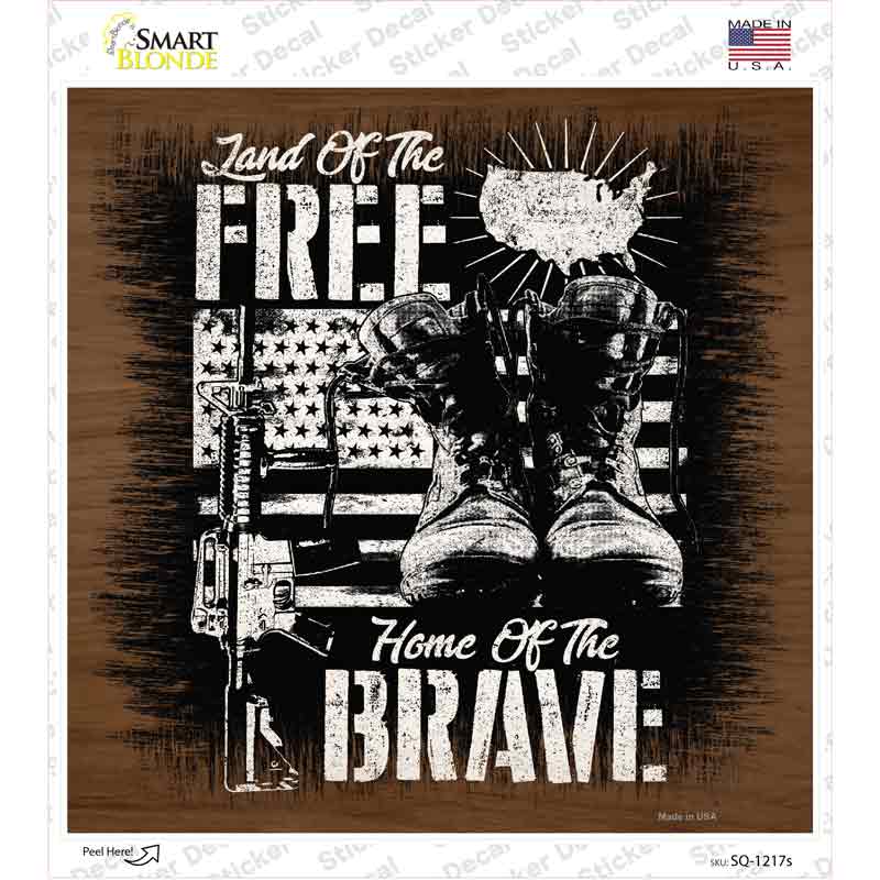 Land of Free Home of Brave Novelty Square Sticker Decal Small