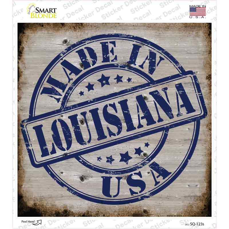 Louisiana Stamp On Wood Novelty Square Sticker Decal Small