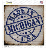 Michigan Stamp On Wood Novelty Square Sticker Decal Small