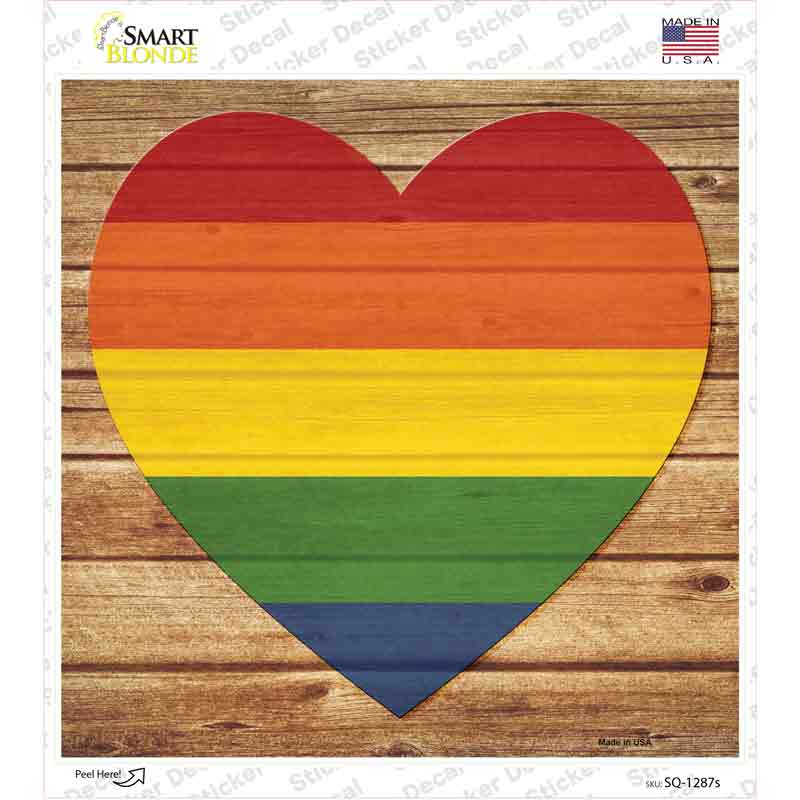 Heart Rainbow Novelty Square Sticker Decal Small