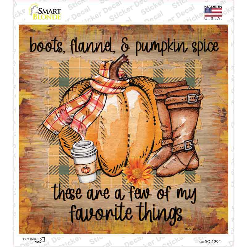 Boots Flannel Pumpkin Spice Novelty Square Sticker Decal Small