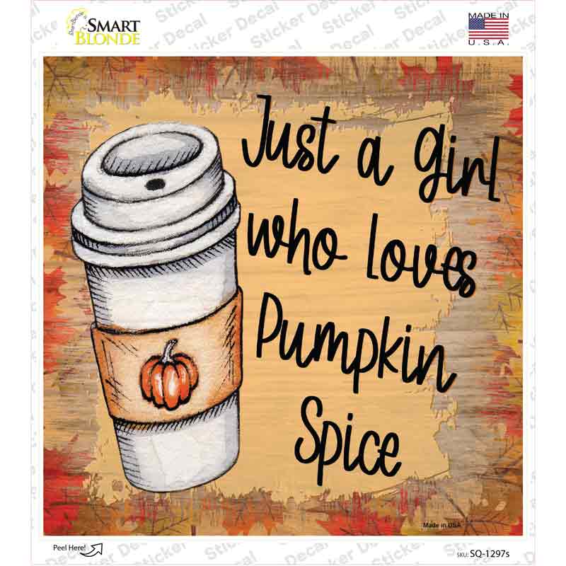 Loves Pumpkin Spice Novelty Square Sticker Decal Small