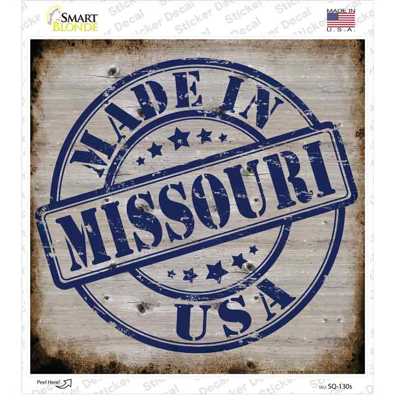 Missouri Stamp On Wood Novelty Square Sticker Decal