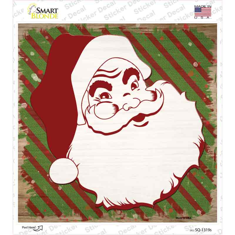 Santa Claus Red and Green Novelty Square Sticker Decal Small