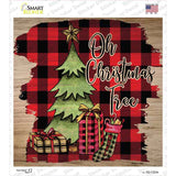 Oh Christmas Tree Red Novelty Square Sticker Decal Small