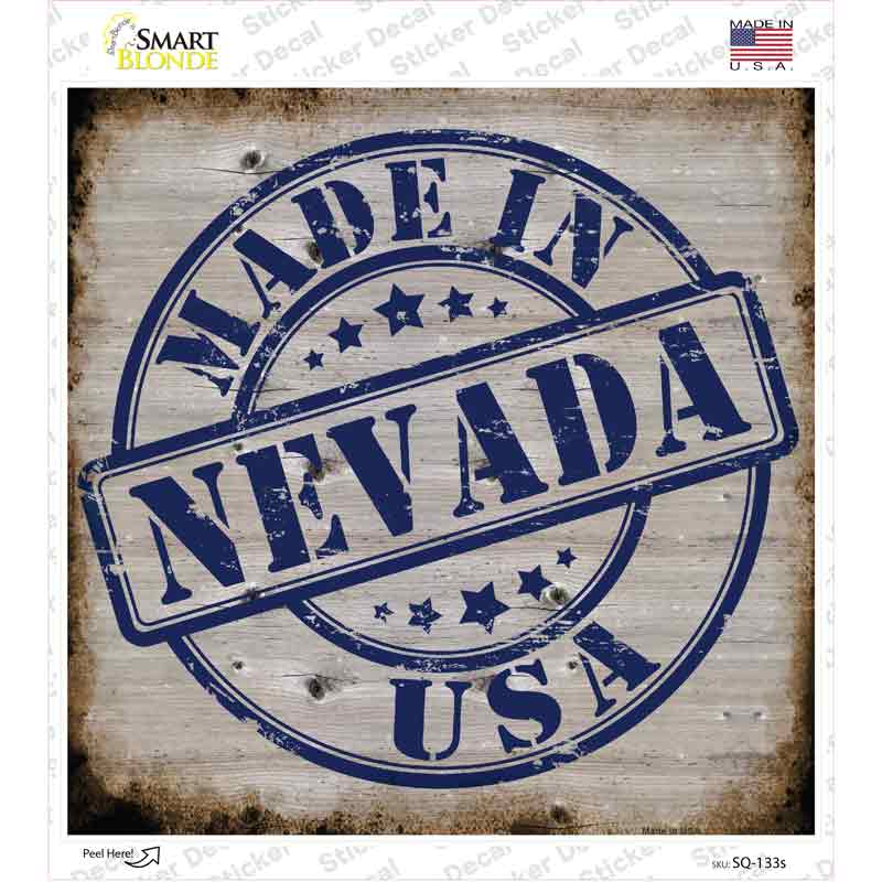 Nevada Stamp On Wood Novelty Square Sticker Decal Small