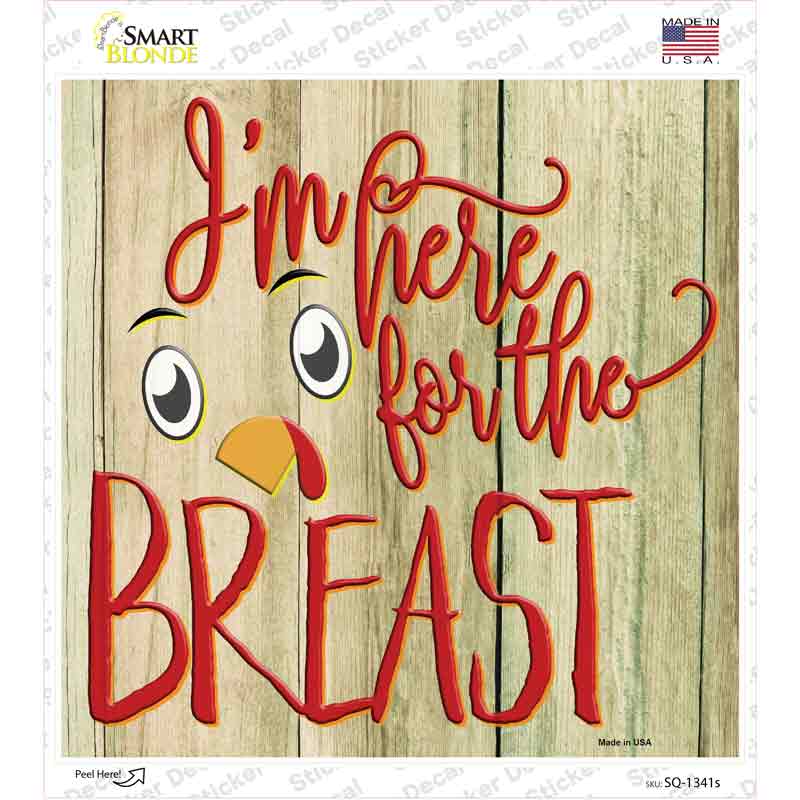 Im Here for the Breast Novelty Square Sticker Decal Small