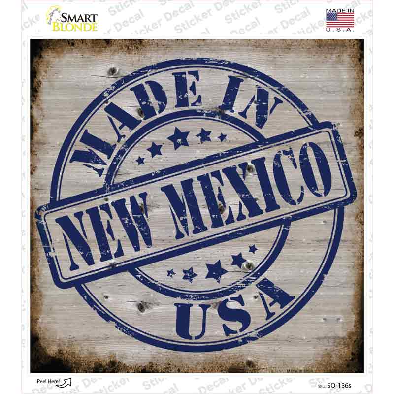 New Mexico Stamp On Wood Novelty Square Sticker Decal Small