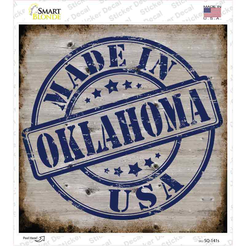 Oklahoma Stamp On Wood Novelty Square Sticker Decal Small