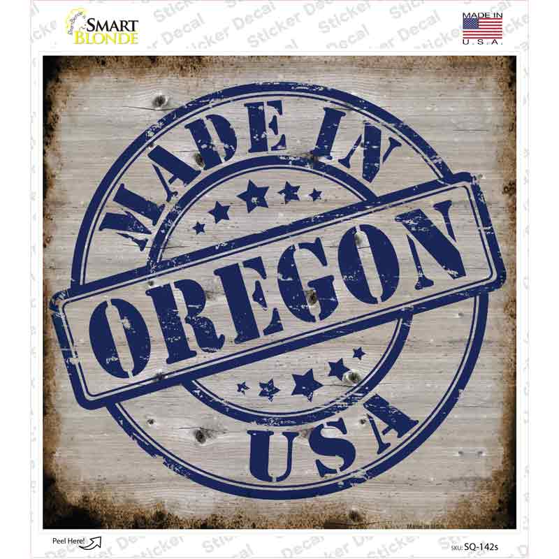 Oregon Stamp On Wood Novelty Square Sticker Decal Small