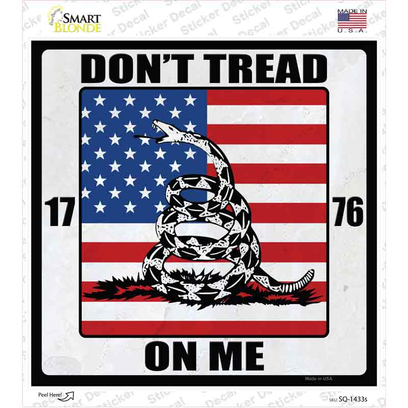 1776 US Flag Gadsden Novelty Square Sticker Decal