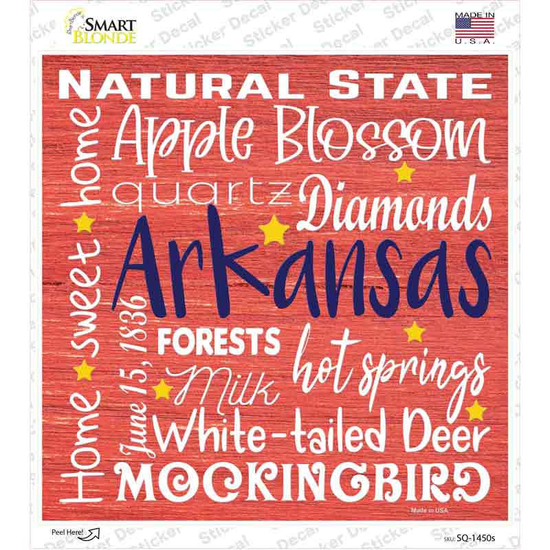 Arkansas Motto Novelty Square Sticker Decal Small