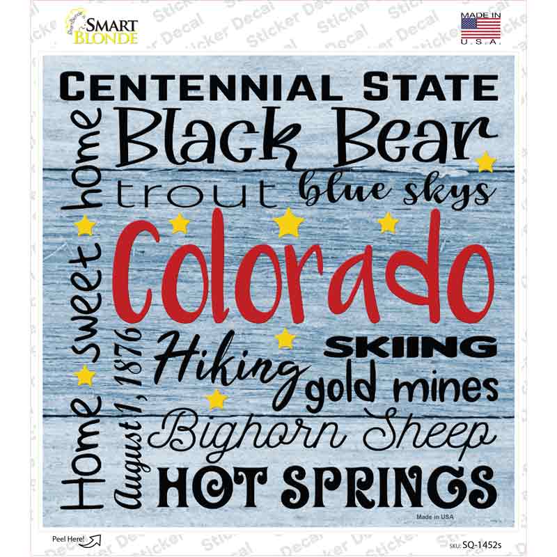 Colorado Motto Novelty Square Sticker Decal Small