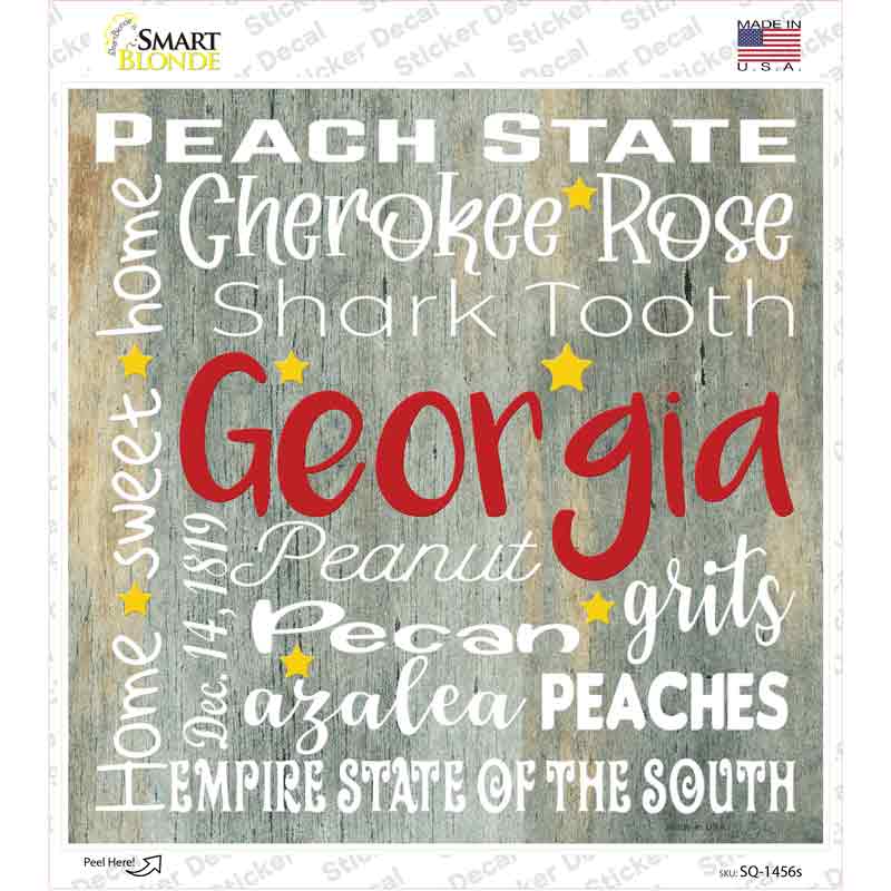 Georgia Motto Novelty Square Sticker Decal Small